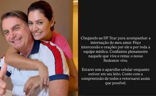 Imagem ilustrativa da imagem Michelle pede orações por Bolsonaro, que chega a hospital para internação