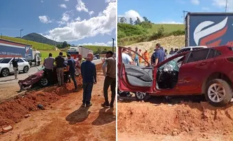 Imagem ilustrativa da imagem Uma pessoa fica ferida após colisão entre carreta e carro na BR 101 em Anchieta