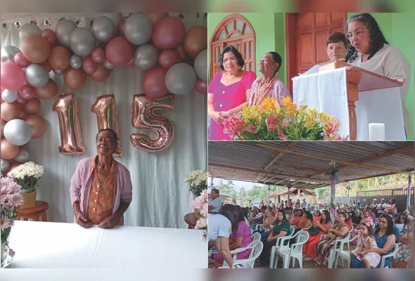 Alvarina comemorou  115 anos no último domingo, em uma festa que reuniu familiares, amigos e vizinhos