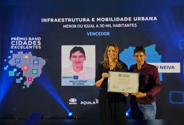 Primeiro lugar na categoria de cidades menor que 30 mil habitantes ficou com João Neiva, representada na premiação pelo prefeito Paulo Sérgio de Nardi