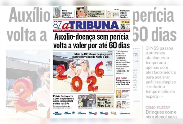 Imagem ilustrativa da imagem Confira os destaques do jornal A Tribuna desta terça-feira