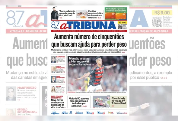 Imagem ilustrativa da imagem Confira os destaques do jornal A Tribuna deste domingo