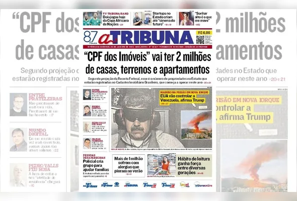 Imagem ilustrativa da imagem Confira os destaques do jornal A Tribuna deste domingo
