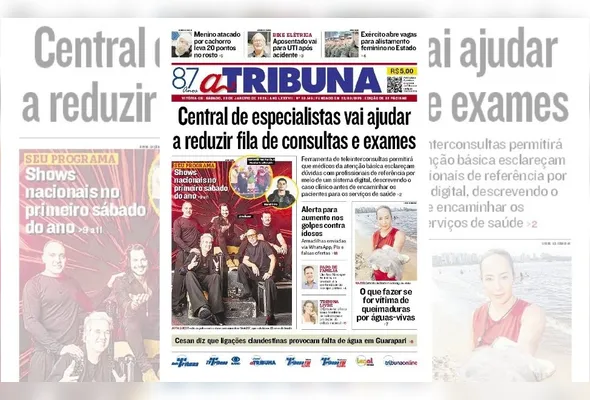 Imagem ilustrativa da imagem Confira os destaques do jornal A Tribuna deste sábado