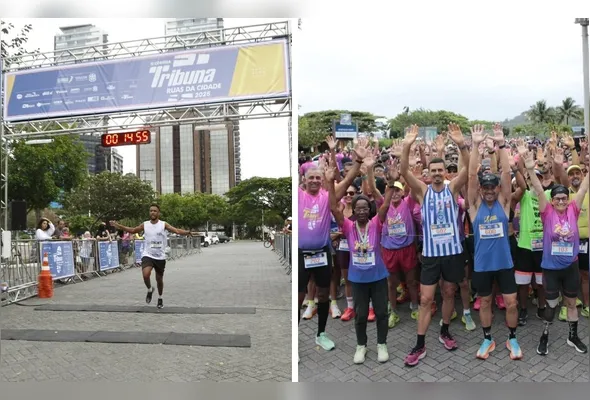 Luiz Gustavo Andrade foi o primeiro atleta a cruzar a linha de chegada nos 5 km. Os corredores com deficiência (posicionados na frente) largaram dois minutos antes da multidão