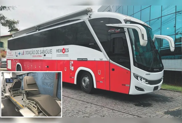 Novo ônibus do Hemoes, adaptado para coleta externa, foi entregue ontem e tem capacidade para receber até 120 doadores voluntários por dia