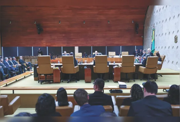 Ministros no Plenário do STF: placar está em 5 votos a 4 para derrubar cálculo estipulado na reforma de 2019