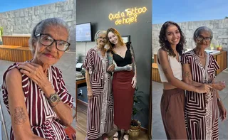 Imagem ilustrativa da imagem Aos 94 anos, Dona Lilia faz a primeira tatuagem: "Uma injeção dói muito mais"
