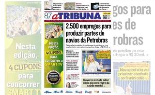 Imagem ilustrativa da imagem Confira os destaques do jornal A Tribuna desta terça-feira