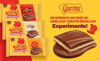 Imagem ilustrativa da imagem Garoto lança tabletes recheados com Batom, Crocante e Serenata de Amor