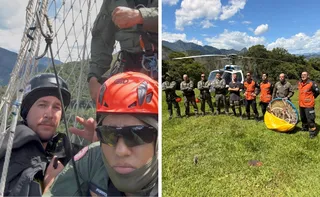 Imagem ilustrativa da imagem VÍDEO | Atleta é resgatado após sofrer acidente em voo de wingsuit no Sul do ES