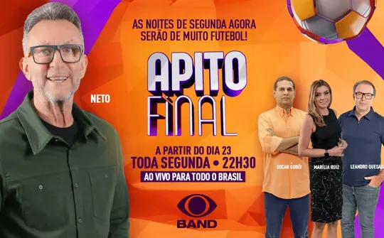 Imagem ilustrativa da imagem Apito Final, comandado por craque Neto, estreia em novo horário na tela da Band