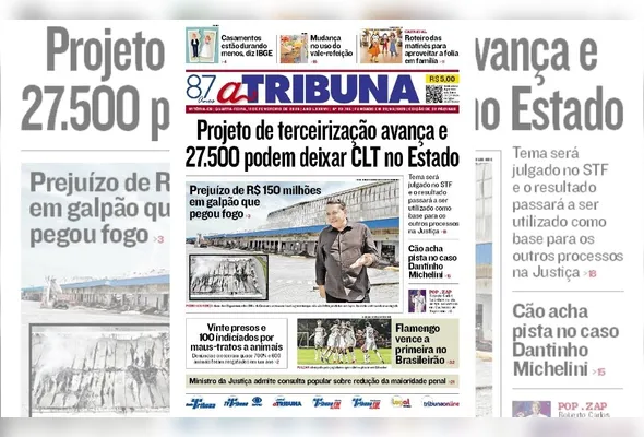 Imagem ilustrativa da imagem Confira os destaques do jornal A Tribuna desta quarta-feira