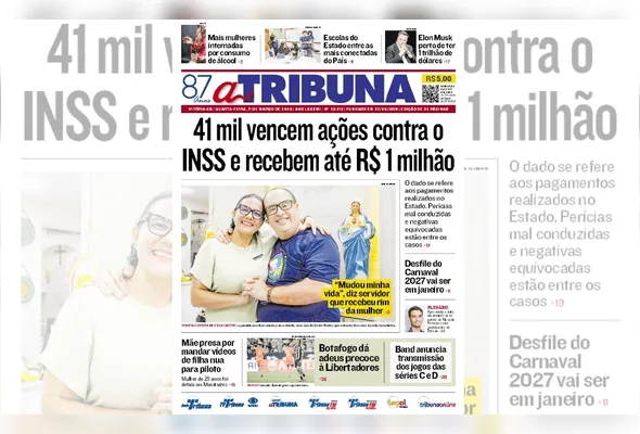 Imagem ilustrativa da imagem Confira os destaques do jornal A Tribuna desta quarta-feira