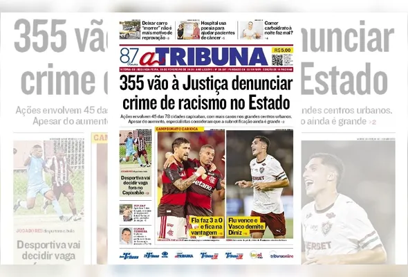 Imagem ilustrativa da imagem Confira os destaques do jornal A Tribuna desta segunda-feira