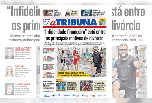 Imagem ilustrativa da imagem Confira os destaques do jornal A Tribuna deste domingo