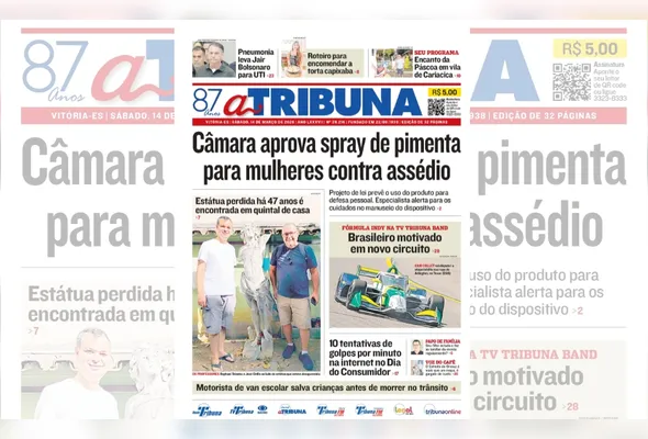 Imagem ilustrativa da imagem Confira os destaques do jornal A Tribuna deste sábado