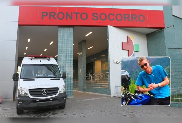 Hospital Estadual de Urgência e Emergência, onde Gilberto Aurich (destaque) está internado