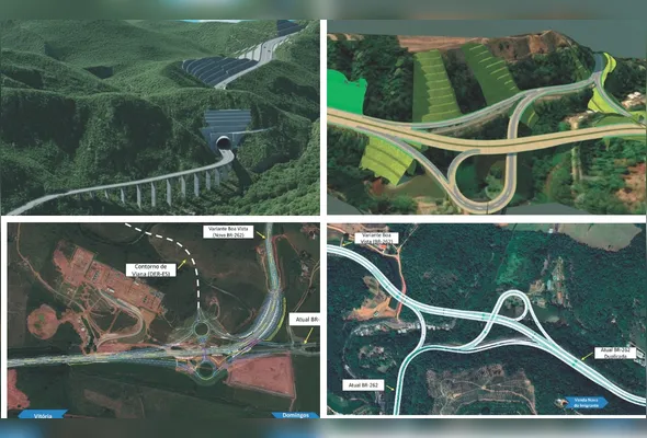 Imagens de apresentação do projeto de duplicação da BR-262 preparado pelo Dnit: limite de velocidade previsto após obra será de 60 km/h e 80 km/h