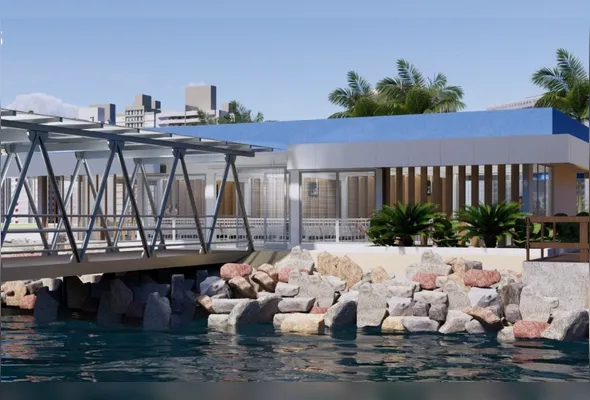 Projeção de como vai ficar a estação da Praça do Papa após as melhorias:  haverá alteração na posição das catracas da entrada e da saída