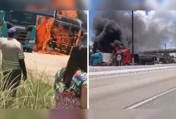 Dois veículos foram atingidos pelas chamas, que chegaram a causar explosões e assustar moradores