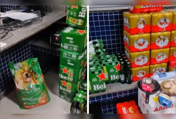 Produtos furtados pelo funcionário do supermercado