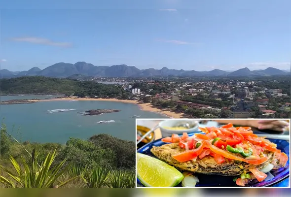 Vista geral de Setiba, que vai sediar o festival A Moqueca é Aqui!, com pratos  como a sarda cavala (destaque)