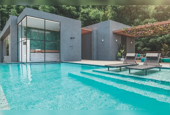 Projeção do Castle Hill: estrutura de lazer inclui piscinas, spa, sauna, quadras, fitness, trilhas, entre outros