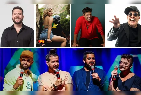 Da esquerda para a direita, em cima: Maurício Meirelles, Léa Maria, Rafael Infante e Sérgio Mallandro. Embaixo, Os Quatro Amigos: Thiago Ventura, Afonso Padilha, Dihh Lopes e Márcio Donato