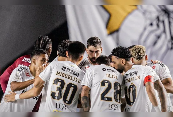 Jogadores do Santos reunidos antes da partida
