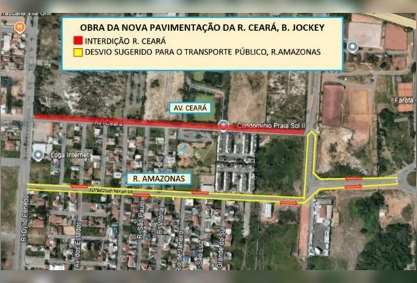 Durante a obra, que tem previsão de conclusão até a quarta-feira, o desvio está sendo feito pela Rua Amazonas