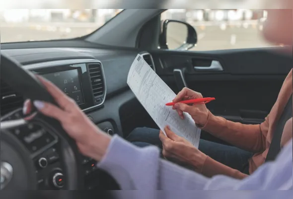 Candidata faz prova prática para obter Carteira Nacional de Habilitação