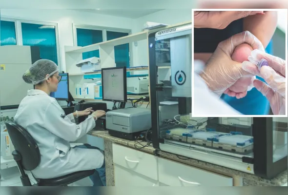 Laboratório de análise para o teste do pezinho (destaque). Exame vai passar a identifica mais três doenças