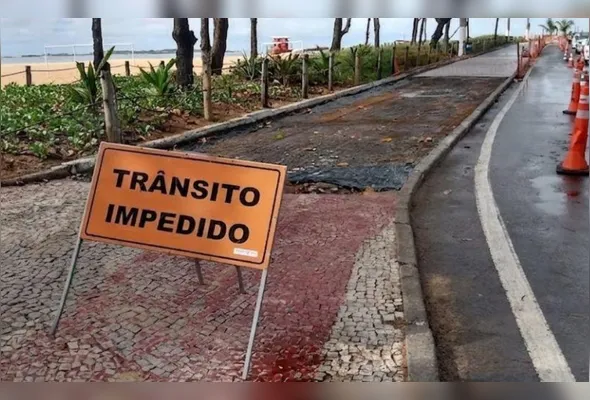 Trecho está recebendo uma nova pavimentação após apresentar afundamento do piso, desnível e formação de buracos