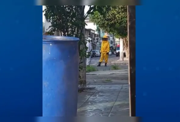 Os bombeiros vestiram roupa de apicultor para conseguir fazer o resgate das vítimas até controlar o enxame