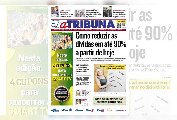 Imagem ilustrativa da imagem Confira os destaques do jornal A Tribuna desta terça-feira