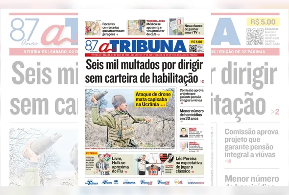 Imagem ilustrativa da imagem Confira os destaques do jornal A Tribuna deste sábado