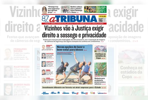 Imagem ilustrativa da imagem Veja os destaques do jornal A Tribuna deste domingo, dia 03 de maio
