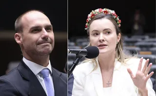 Imagem ilustrativa da imagem Eduardo Bolsonaro defende Júlia Zanatta para vice em chapa de Flávio