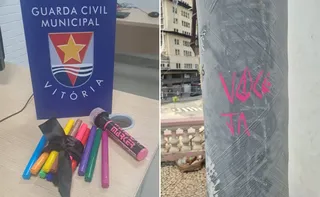 Imagem ilustrativa da imagem Homem é preso após ser flagrado por videomonitoramento pichando escadaria no ES