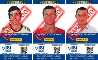 Imagem ilustrativa da imagem Três homens são presos após a divulgação de lista de foragidos no ES