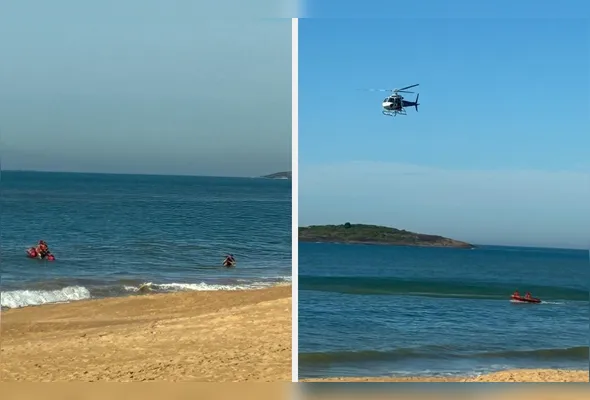 Operação de resgate contou com o apoio de um bote do Salvamar e de um helicóptero do Notaer