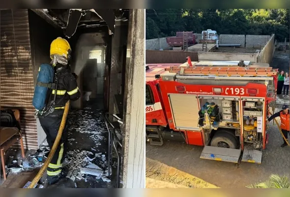 Corpo de Bombeiros relatou que foi acionado para combater as chamas e impedir que o incêndio atingisse imóveis vizinhos