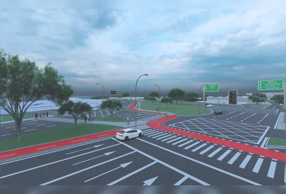 Projeção da Terceira Via, que além da ciclovia, contará com 3 faixas por sentido, viadutos, elevados e mergulhão