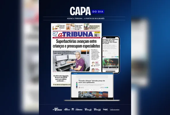 Imagem ilustrativa da imagem Confira os destaques do jornal A Tribuna desta quarta-feira