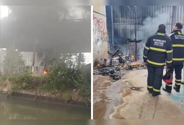 Chamas destruíram boneco de seis metros e danificaram compressores; caso ocorreu no bairro Vasco da Gama e não havia ninguém no local