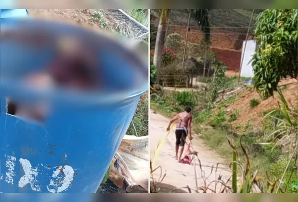 Homem teria arrastado e abandonado a cadela em uma lata de lixo