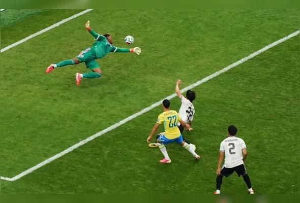 Gabriel Martinelli (22), do Brasil, marca gol nos acréscimos da partida contra o Japão válida pela 2ª fase da Copa do Mundo de 2026, em Houston, no estado do Texas, nos Estados Unidos, nesta segunda-feira, 29 de junho de 2026. A seleção brasileira venceu, de virada, por 2 a 1