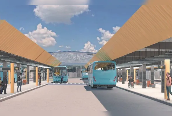 Perspectiva do terminal após obras de expansão: a circulação de veículos será reorganizada e haverá novas entradas e saídas para ônibus e passageiros