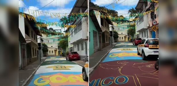 Rua em homenagem a único capixaba campeão da Copa é decorada em Santa Leopoldina